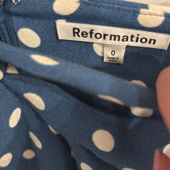 Reformation Colbi Top & Skirt Set Blue Polka Dot Size 0 - Picture 9 of 10